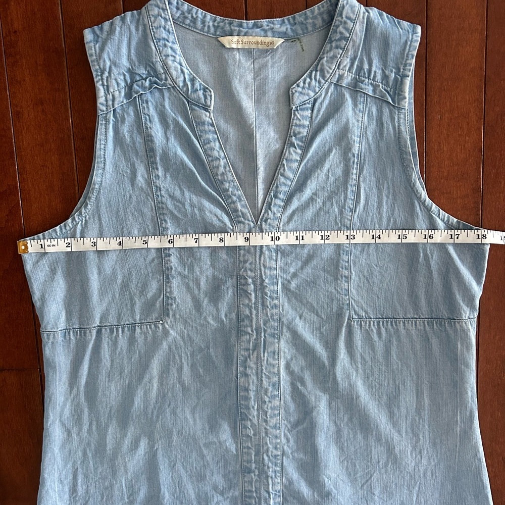 Soft Surroundings 100% Tencel Chambray Sleeveless Tunic Top Size XS - Picture 5 of 8